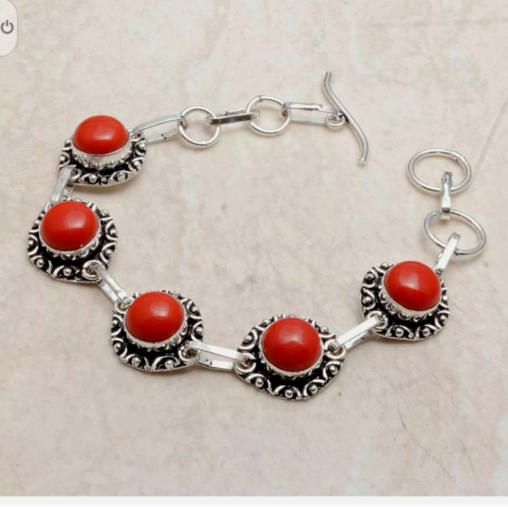New coral sterling silver bracelet